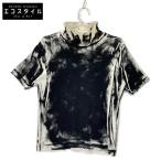 Y's ワイズ 23SS YI-T23-677 CIRCULAR RIB GARMENT CRUSH PRINT HIGH NECK HALF SLEEVE T ブラック 2 トップス コットン レディース 中古
