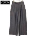 FUMIKA UCHIDA フミカウチダ ブラウン ウールレーヨン FU-M-PT003 Backsatin Straight Slacks ブラック 36 ボトムス レーヨン レディース 中古