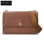 Tory Burch トリーバーチ Tモノグラム レザーフラップ ショルダーバッグ ブラウン レディース
