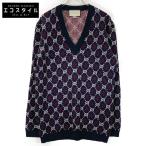 GUCCI グッチ 553605 19SS GG Vネック セーター ネイビー M トップス ウール メンズ 中古