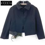 MARNI マルニ ネイビー ウール コサージュ付き ショートジャケット ネイビー 42 ジャケット ウール レディース 中古