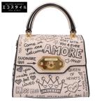ショッピングGABBANA DOLCE＆GABBANA ドルチェアンドガッバーナ AMORE WELCOME レザー ダブルハンドル ハンドバッグ ベージュ/ブラック レディース