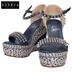 ショッピングウェッジソール Christian Louboutin クリスチャンルブタン デニム マドモニカ ウェッジソール パンプス 36 ブルー×ベージュ レディース