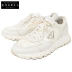 PRADA プラダ 2EE390 レザー x Re-Nylon ハイトップ スニーカー/ シューズ 8 ホワイト メンズ