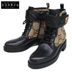 新品同様   GUCCI グッチ 678984 キャンバス GG モーメント アンクルブーツ 41 ベージュ メンズ