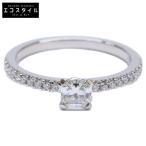 TIFFANY＆Co. ティファニー Pt950 D0.26 D0.09 コーナード スクエアカット トゥルー エンゲージメント リング 指輪 レディース
