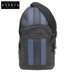 COACH コーチ レザー ボディバッグ メンズ ブラック×ブルー F49318