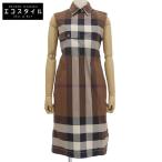 美品 BURBERRY バーバリー チェック ノースリーブ ワンピース レディース ブラウン IT 38 8057444