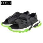 BALENCIAGA バレンシアガ トラックサンダル スポーツ サンダル シューズ メンズ ブラック×グリーン 27cm 655954