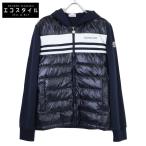 ショッピングmoncler 美品/23年製 MONCLER モンクレール FELPA APERTA CON CAP スウェット切替ダウン ジャケット M ネイビー メンズ