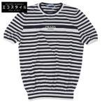 PRADA プラダ ボーダー 半袖 コットンTシャツ トップス レディース ネイビー×ホワイト 40 P24V1D 23SS