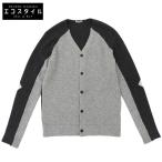 美品 BOTTEGA VENETA ボッテガヴェネタ バイカラー カーディガン メンズ カシミヤ混 チャコールグレー グレー 44