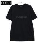MONCLER モンクレール ブラック MAGLIA TーSHIRT ロゴ 半袖Tシャツ ブラック XL トップス コットン メンズ 中古