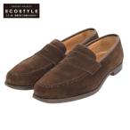 美品 CROCKETT＆JONES クロケット＆ジョーンズ BEAMSF別注 スエード MAINE コインローファー シューズ メンズ ブラウン 8E