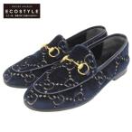 GUCCI グッチ ヨルダーンGG ホースビット ローファー シューズ レディース ネイビー ベルベット 34 431467