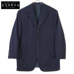 HERMES エルメス ネイビー G9174 エクストラファインウールスーパー130 テーラードジャケット ブラック 52 ジャケット ウール メンズ 中古