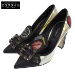 DOLCE＆GABBANA ドルチェアンドガッバーナ スタッズ×ラインストーン装飾 パンプス メンズ シルバー ブラック 37