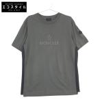 MONCLER モンクレール チャコール MANICHE CORTE サイドライン ロゴ クルーネックTシャツ グレー系 S トップス コットン メンズ 中古
