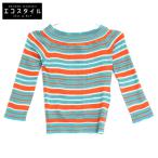 FENDI フェンディ ボーダー柄 FZY754 A60P 2018年製 ボトルネック ニット ブルー／オレンジ 38 トップス シルク レディース 中古