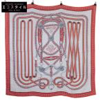 美品 HERMES エルメス Grand Tralala グラン・トゥラララ カシミヤ/シルク カレジェアン ストール グレー/レッド レディース