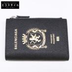 新品同様 BALENCIAGA バレンシアガ 853577 Passport パスポート 二つ折り財布（小銭入れあり） ブラック メンズ