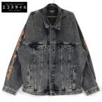 ショッピングバレンシアガ BALENCIAGA バレンシアガ ブラック 21年製 694504 メタルロゴ デニムジャケット グレー L ジャケット コットン メンズ 中古