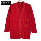 新品同様/国内正規 Salvatore Ferragamo サルヴァトーレフェラガモ コットン ニット ロングカーディガンXS レッド レディース