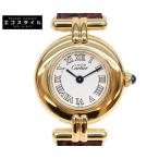 Cartier カルティエ W1011554 マストコリゼヴェルメイユSM 白抜きローマ文字盤 革 QZ 腕時計 レディース