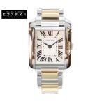 新品同様品 Cartier カルティエ W5310046 YG SS タンクアングレーズSM シルバーギョーシェ彫り文字盤 QZ 腕時計 レディース