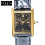 Cartier カルティエ マストタンクSM ヴェルメイユ 黒飛びローマ文字盤 革 QZ 腕時計 レディース
