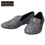  как новый / CHANEL Chanel G32948 здесь Mark ламе опера обувь обувь 38C черный / серебряный женский 