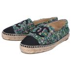  прекрасный товар CHANEL Chanel G29762 CC здесь Mark твид эспадрильи обувь 38C зеленый многоцветный женский 