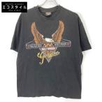 HARLEY-DAVIDSON ハーレーダビッドソン 90s チャコール イーグルバー Tシャツ ブラック L トップス コットン メンズ 中古