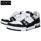 LOUIS VUITTON ルイヴィトン 1A9JGF LVトレイナー モノグラムデニムxグレインカーフレザー スニーカー シューズ 8 1/2 ブラック メンズ