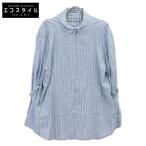 ショッピングPRADA PRADA プラダ P424C S181 ロゴストライプ ブラウス ライトブルー 36 トップス レディース 中古