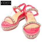 ショッピングスタッズ 美品/  Christian Louboutin クリスチャンルブタン パテントレザー ピラリヤド スタッズ サンダル 39  レディース