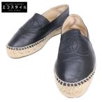  прекрасный товар CHANEL Chanel G29762 здесь Mark эспадрильи кожа плоская обувь 39 женский 