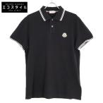 MONCLER モンクレール 101-092-83278-00 スリムフィット ダブルライン 半袖ポロシャツ/ トップス XL ブラック メンズ