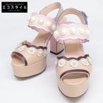 FENDI フェンディ フラワーｘパール ヒール サンダル/ シューズ 35 ベージュ系 レディース