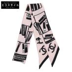 CHANEL シャネル マルチアイコン ヘアバンド スカーフ ピンク/ブラック レディース