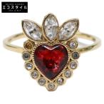 GUCCI グッチ CRYSTAL HEART RING クリスタル ハート リング 指輪 XXS レッド/ゴールド レディース