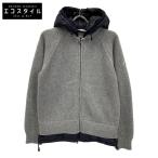MONCLER モンクレール グレー×ネイビー マグリアトリコットカーディガン グレー×ネイビー S カーディガン ウール メンズ 中古