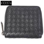 ショッピングボッテガ 美品 BOTTEGA VENETA ボッテガヴェネタ イントレチャート レザー 二つ折り財布（小銭入れあり） ブラック メンズ