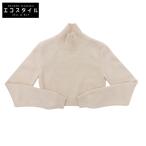 美品 FENDI フェンディ カリグラフィー カシミヤ ショート ニット トップス レディース ピンクベージュ 36 FZX699