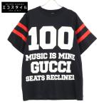 国内正規/ GUCCI グッチ 660744 100周年 MUSIC IS MINE ロゴ 半袖Tシャツ/ トップス XXS ブラック メンズ
