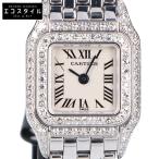 仕上げ済み   Cartier カルティエ 750WG WF3210F3 ミニパンテール ダイヤモンドベゼル クオーツ 腕時計 ホワイトゴールド レディース