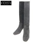 ショッピングMIUMIU MIUMIU ミュウミュウ ビジューヒール スエード ロングブーツ/ シューズ 35 1/2 グレー レディース