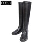 新品同様/  FENDI フェンディ クロコ型押しレザー切替 ロングブーツ/ シューズ 35 ブラック レディース