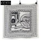 美品/ HERMES エルメス BALADE EN BERLINE カレ65 シルク スカーフ 90 ホワイト/ブラック レディース