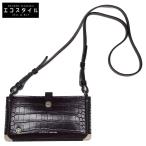 美品 A.D.M.J. Accessoires De Mademoiselle ADMJ 型押しレザー スマホポーチ ショルダーバッグ パープル レディース